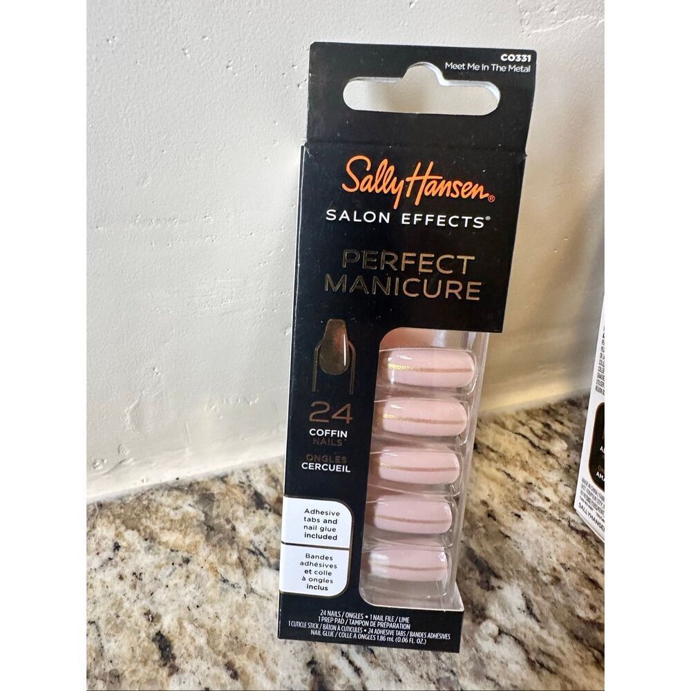 Sally Hansen 24 Square Press on Nails With Glue Coffin Shape Meet me in The Meta